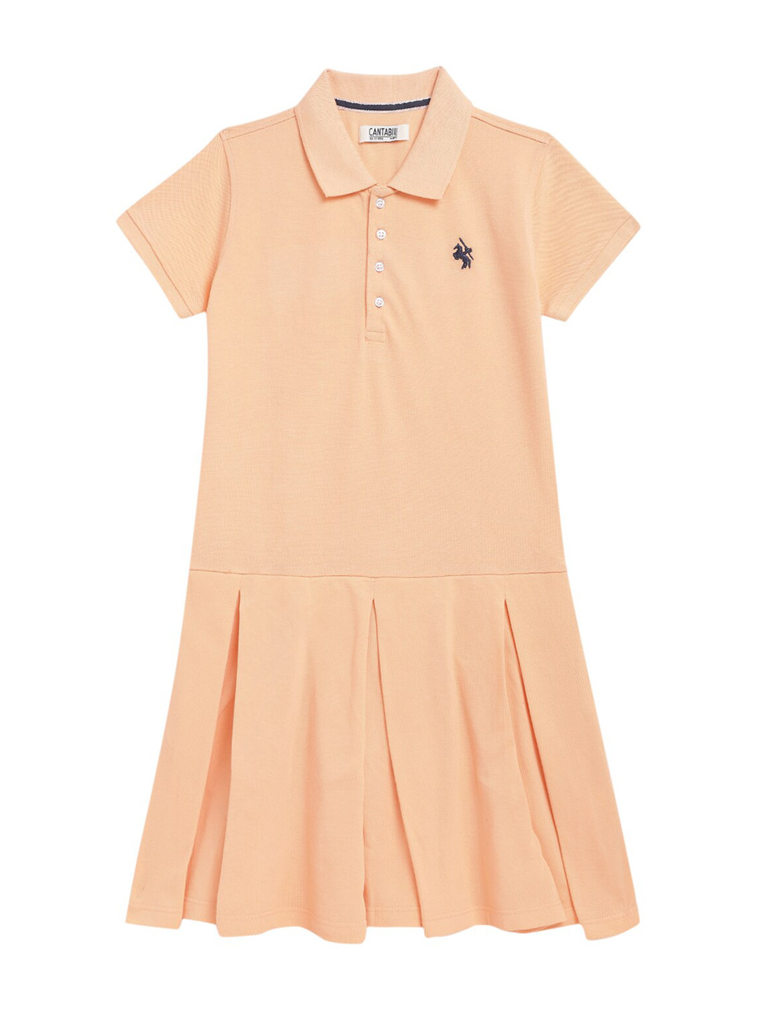 

Cantabil Girls Polo Collar A-Line Cotton Dress, Orange