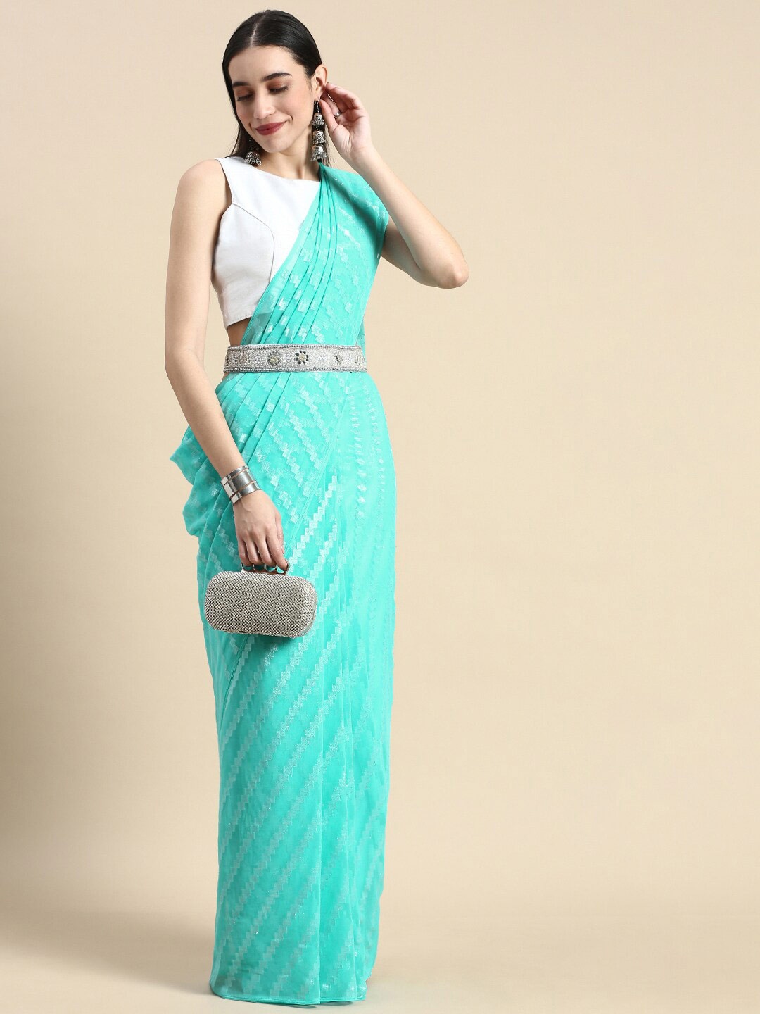 

WILORI Woven Design Saree, Blue