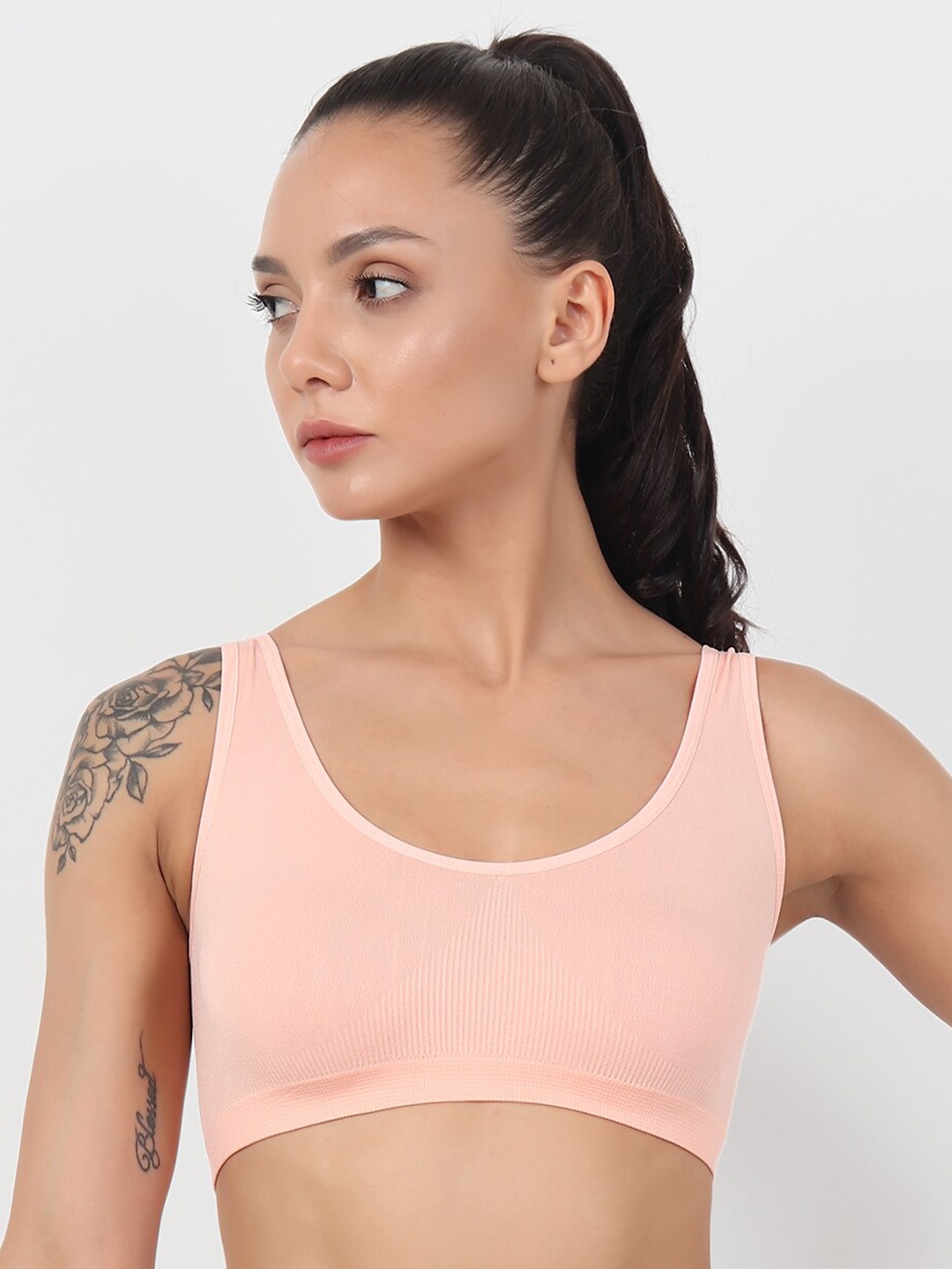 

XOXO Design Non Padded Sports Workout Bra, Peach