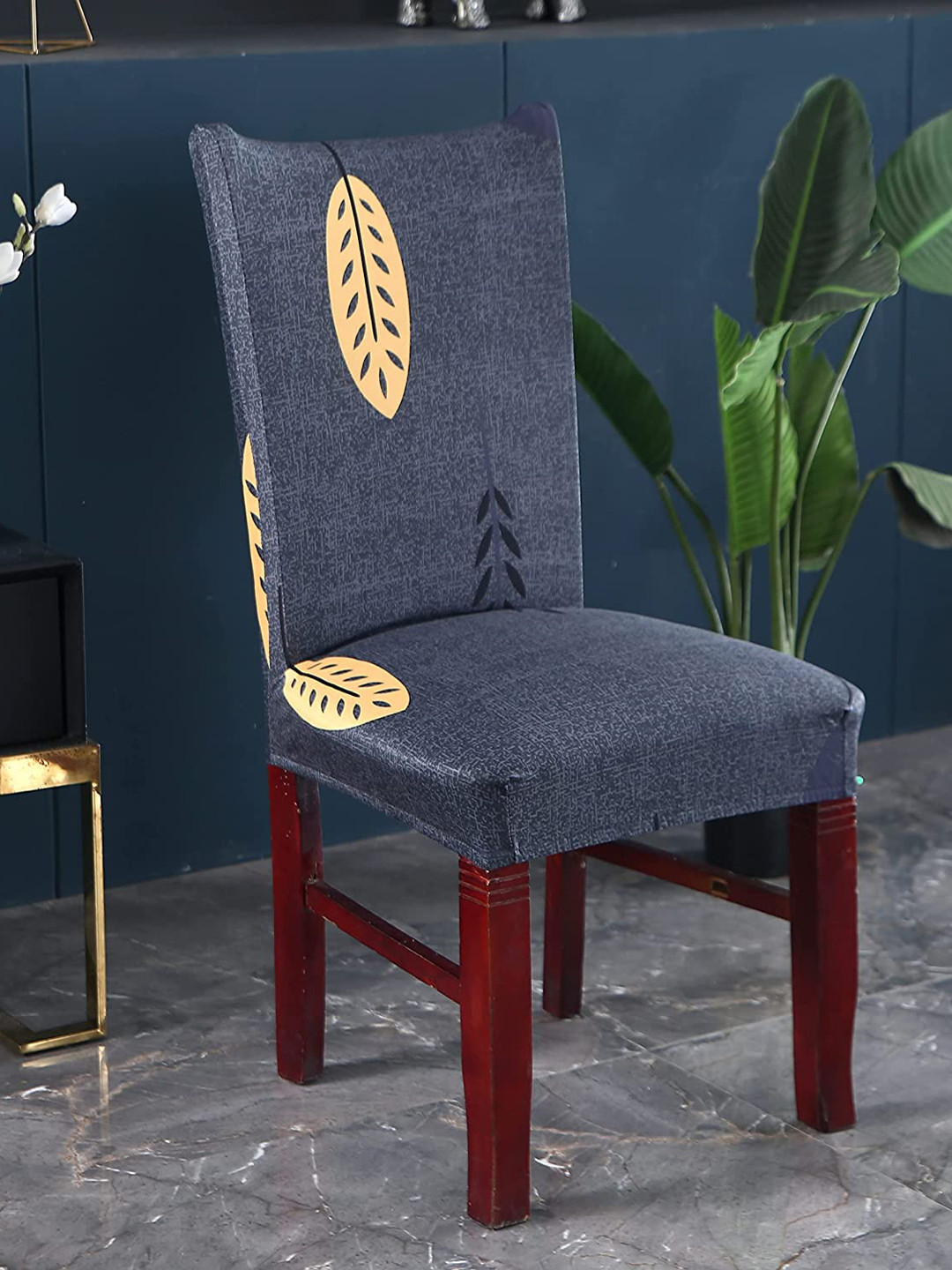 

HOUSE OF QUIRK Set Of 6 Grey & Beige Printed Removable Chair Covers