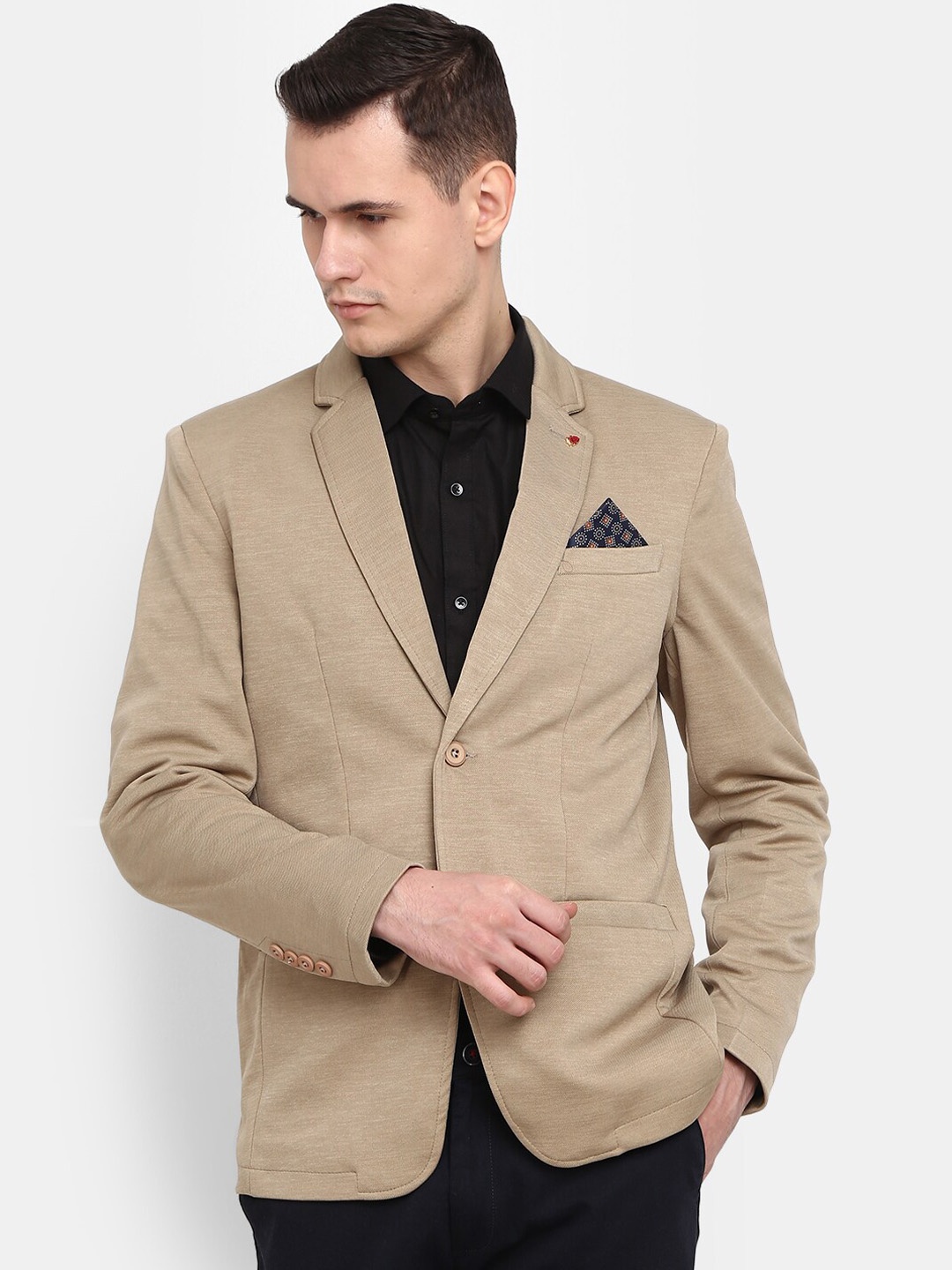 

V-Mart Men Single-Breasted Casual Blazer, Khaki