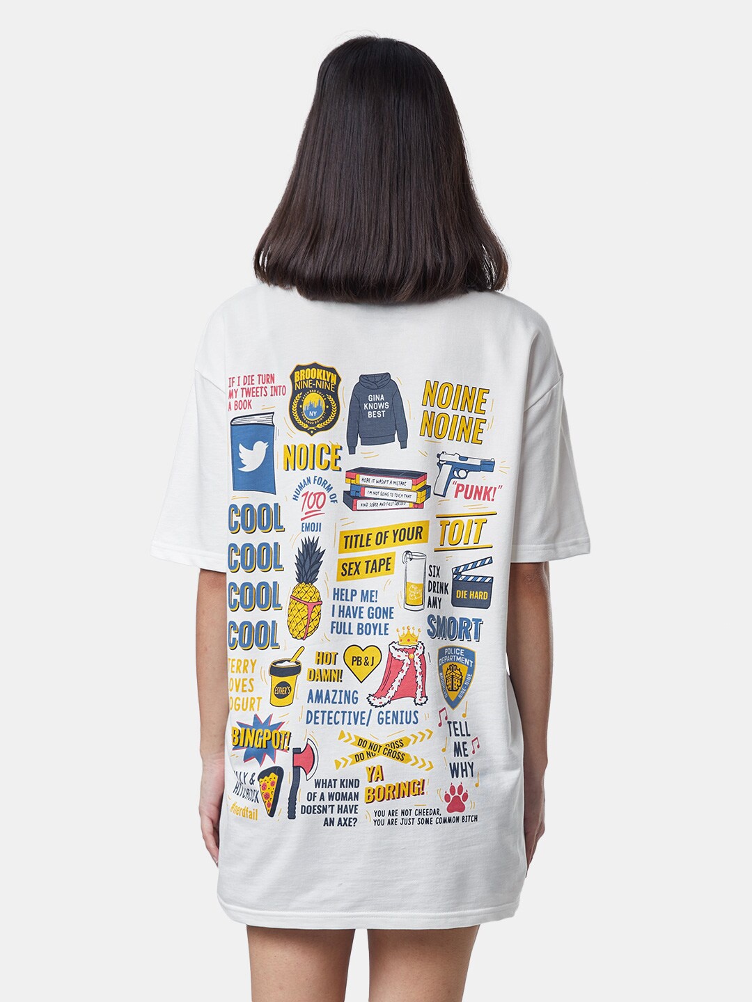 

The Souled Store Women Printed Loose Pure Cotton T-shirt, White