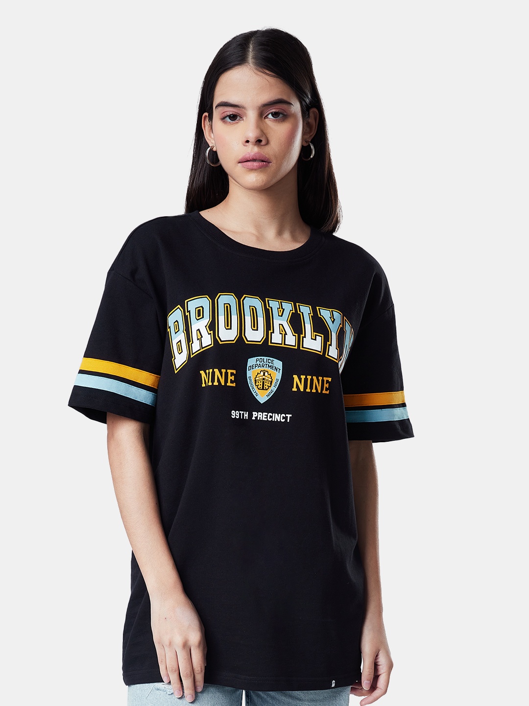 

The Souled Store Women Typography Printed Loose Fit Pure Cotton T-shirt, Black