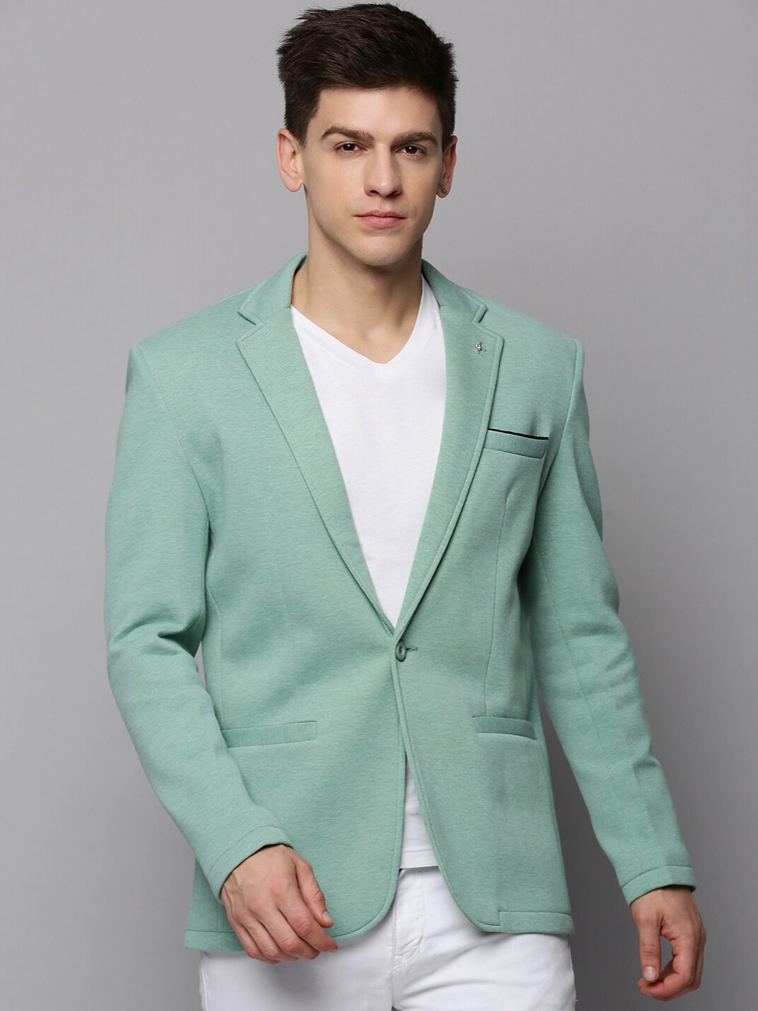 

SHOWOFF Men Single-Breasted Casual Blazer, Sea green