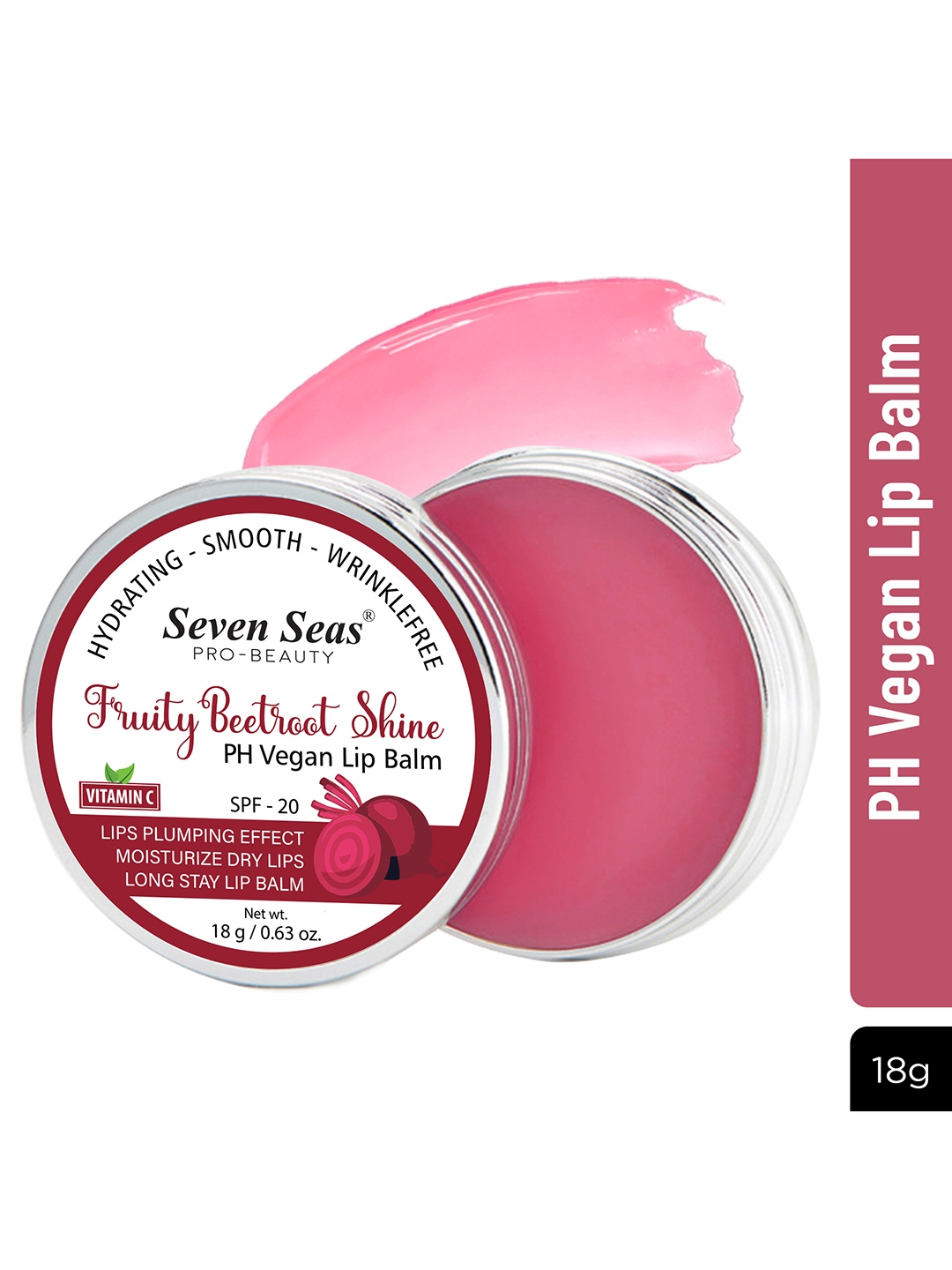 

Seven Seas Pro-Beauty Fruity Beetroot Shine pH Vegan Lip Balm with Vitamin C - 18 g, Pink