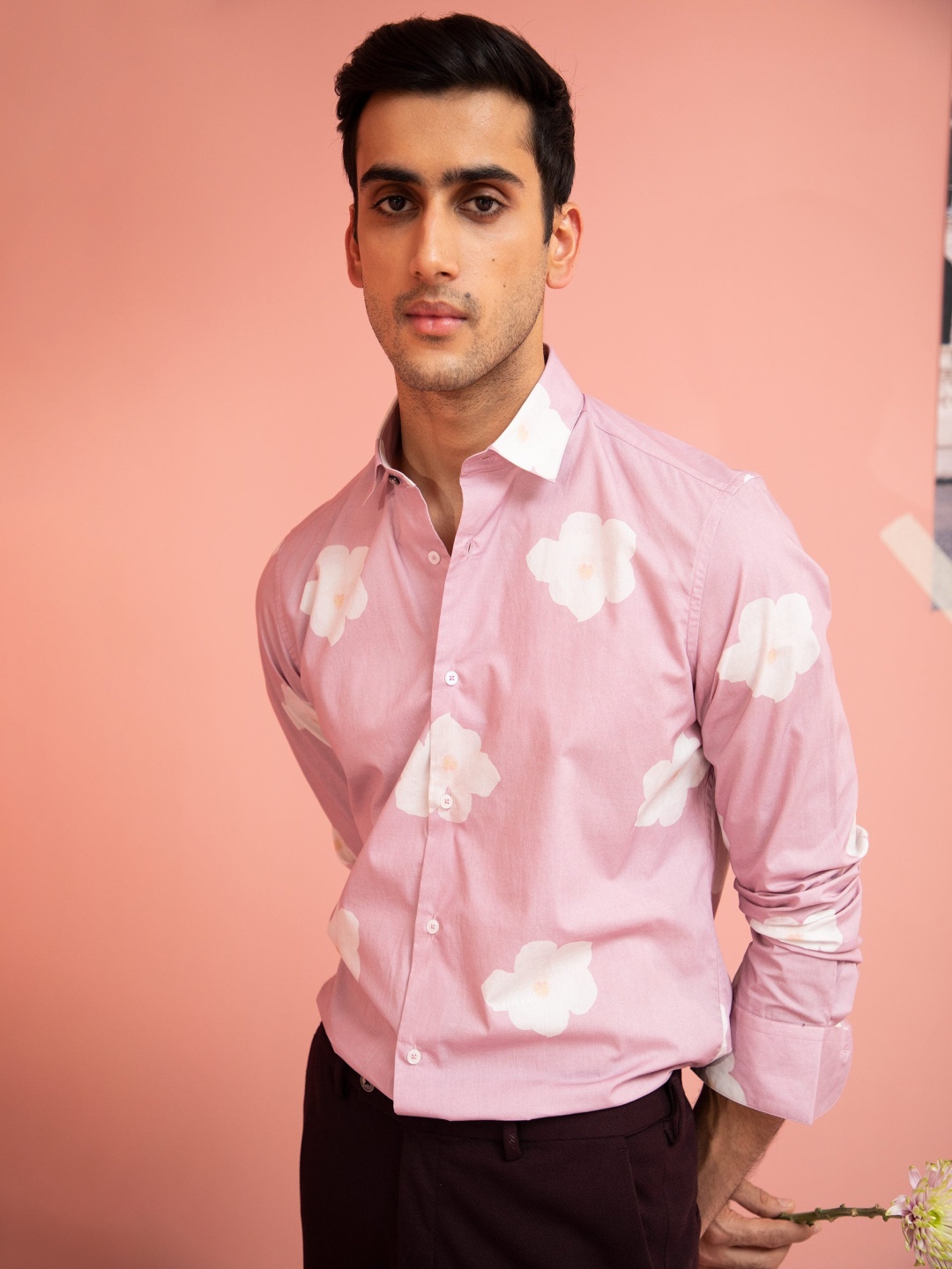 

RARE RABBIT Men Cromer Slim Fit Floral Printed Cotton Shirt, Lavender