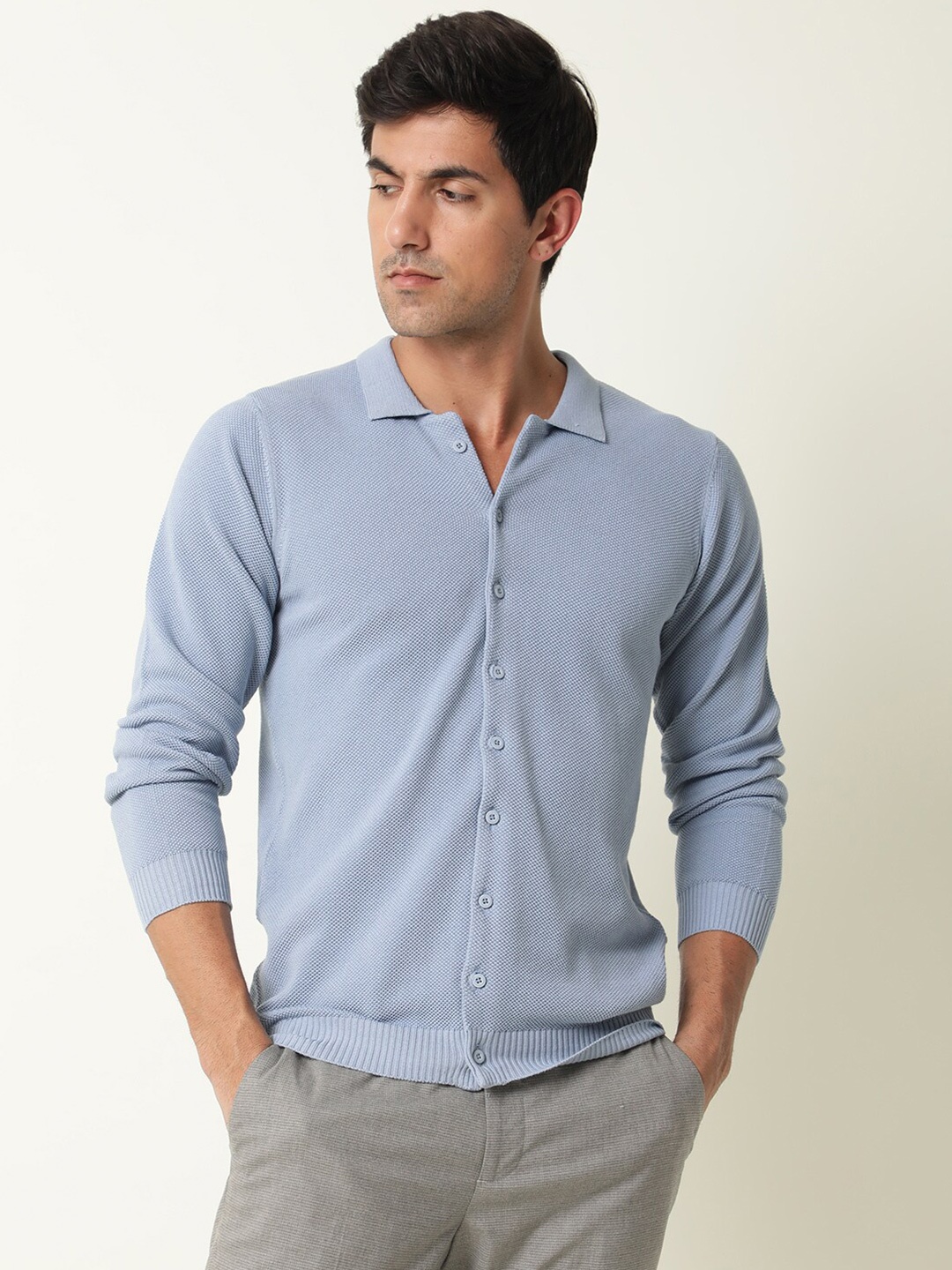 

RARE RABBIT Men Alias Regular Fit Cotton Shirt, Blue