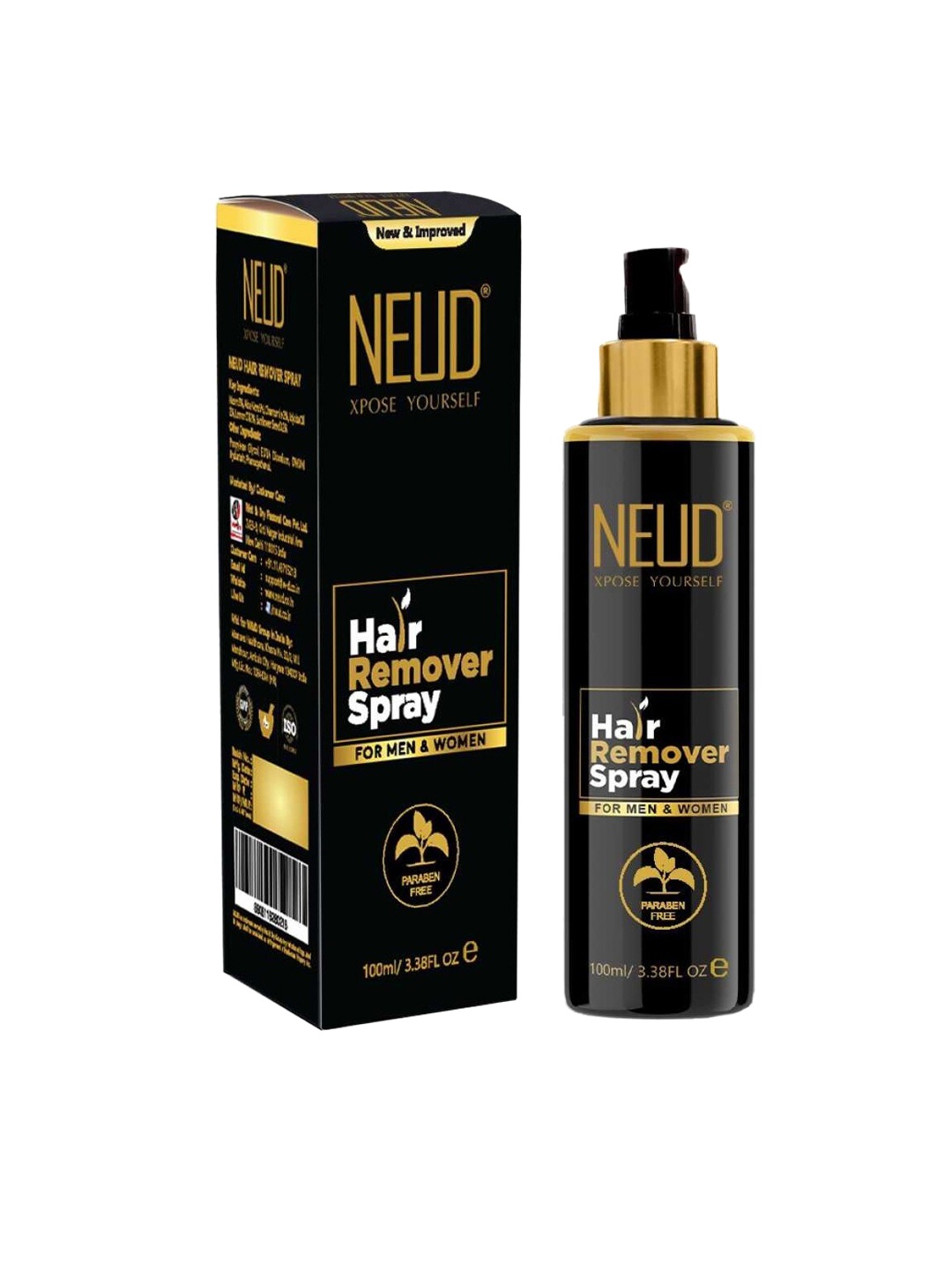 

NEUD Hair Remover Spray with Neem & Aloe Vera - 100 ml, Black