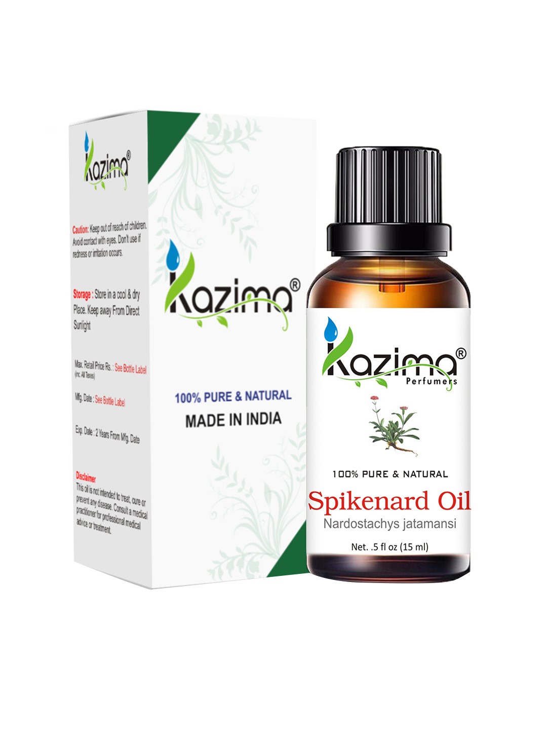 

KAZIMA 100% Pure & Natural Spikenard (Jatamansi) Essential Oil 15 ml, Brown