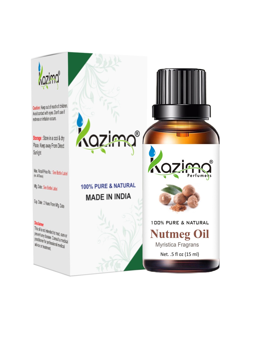 

KAZIMA Nutmeg Essential Oil 15ml, White