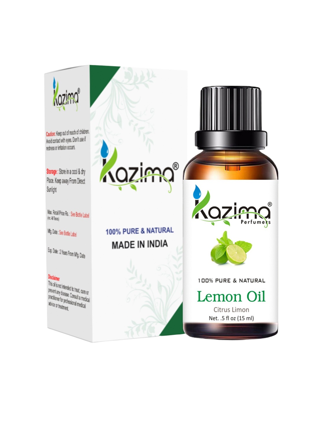 

KAZIMA 100% Pure & Natural Lemon Essential Oil 15 ml, Brown