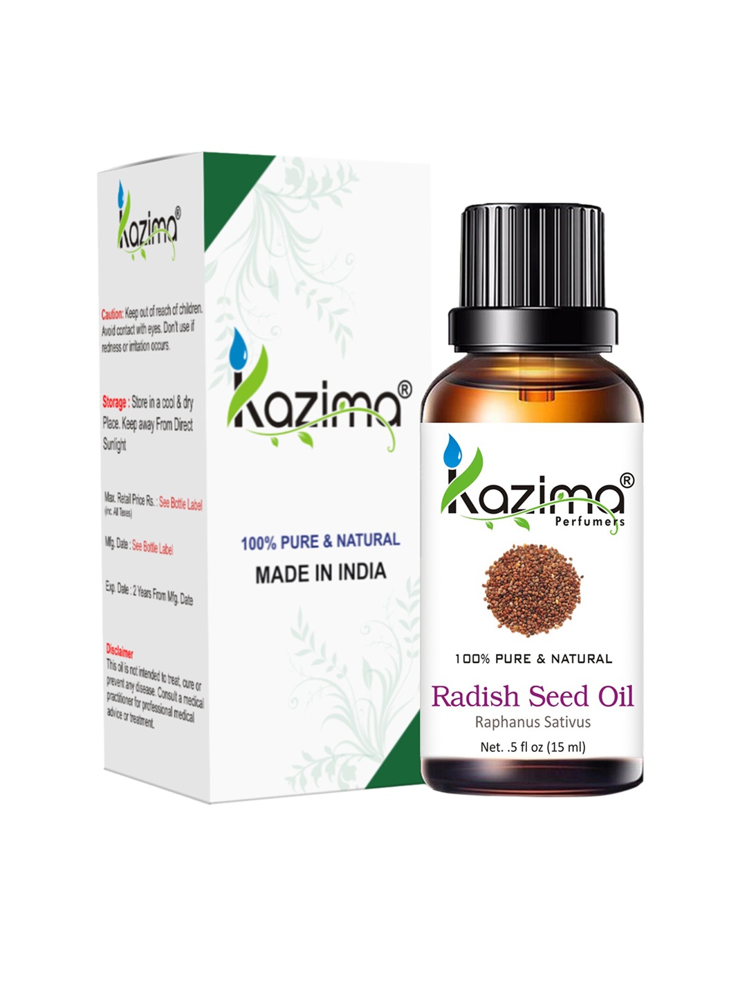 

KAZIMA 100% Pure Natural & Undiluted Radish Seed Carrier Oil - 15ml, White