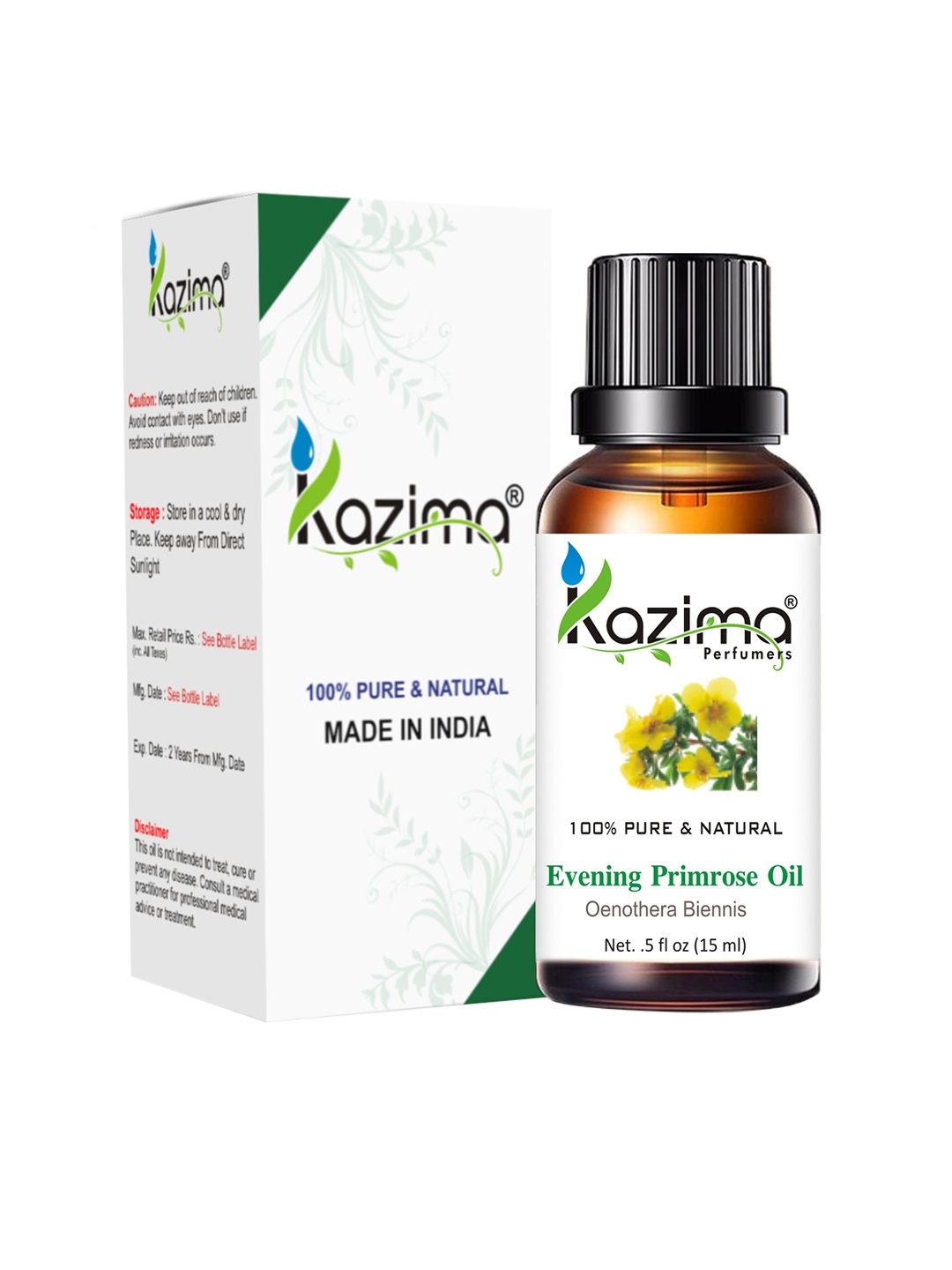 

KAZIMA Pure Natural Evening Primrose Essential Oil - 15 ml, Brown