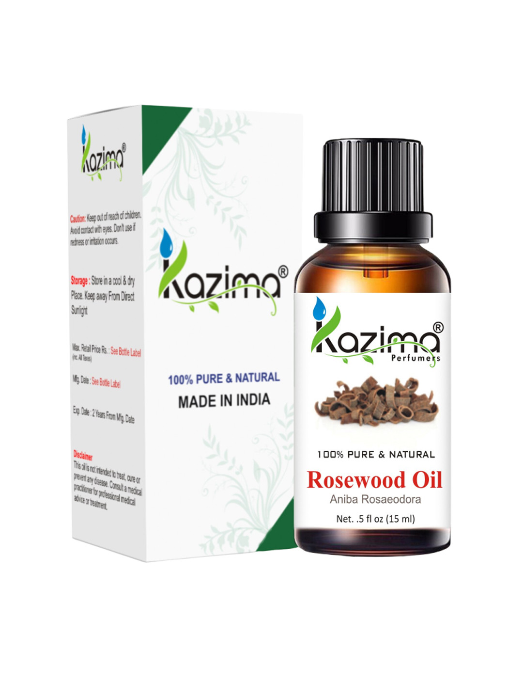 

KAZIMA 100% Pure Natural & Undiluted Rosewood Essential Oil - 15ml, White