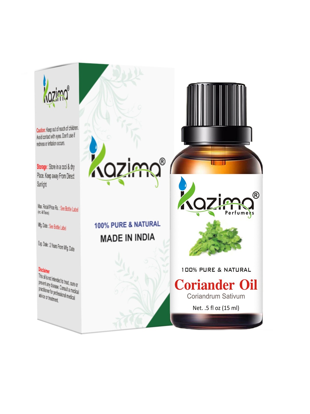 

KAZIMA Coriander Essential Oil 15ml, Brown