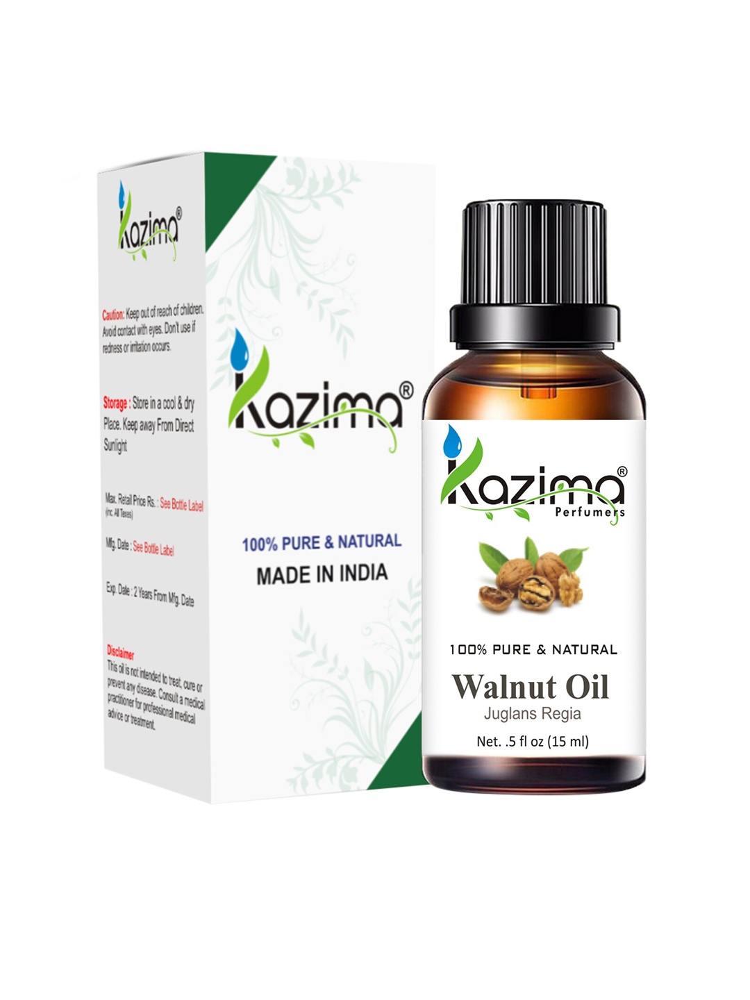 

KAZIMA Pure Natural Walnut Carrier Oil - 15 ml, Brown