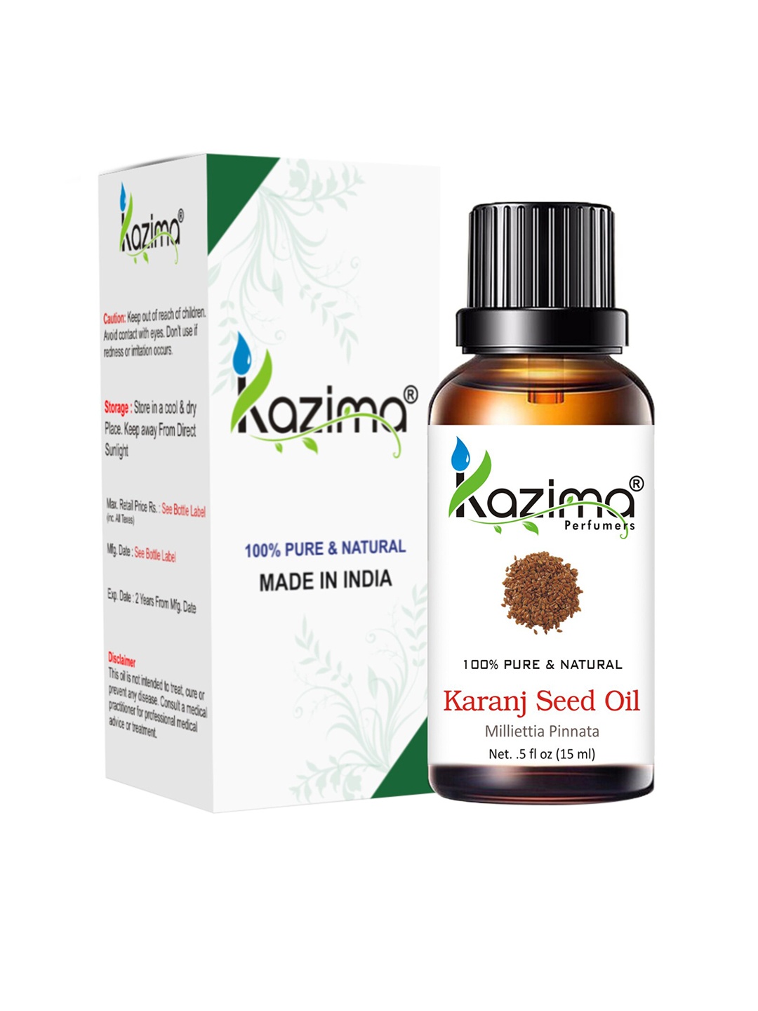 

KAZIMA Pure & Natural Karanj Seed Carrier Oil 15 ml, Brown