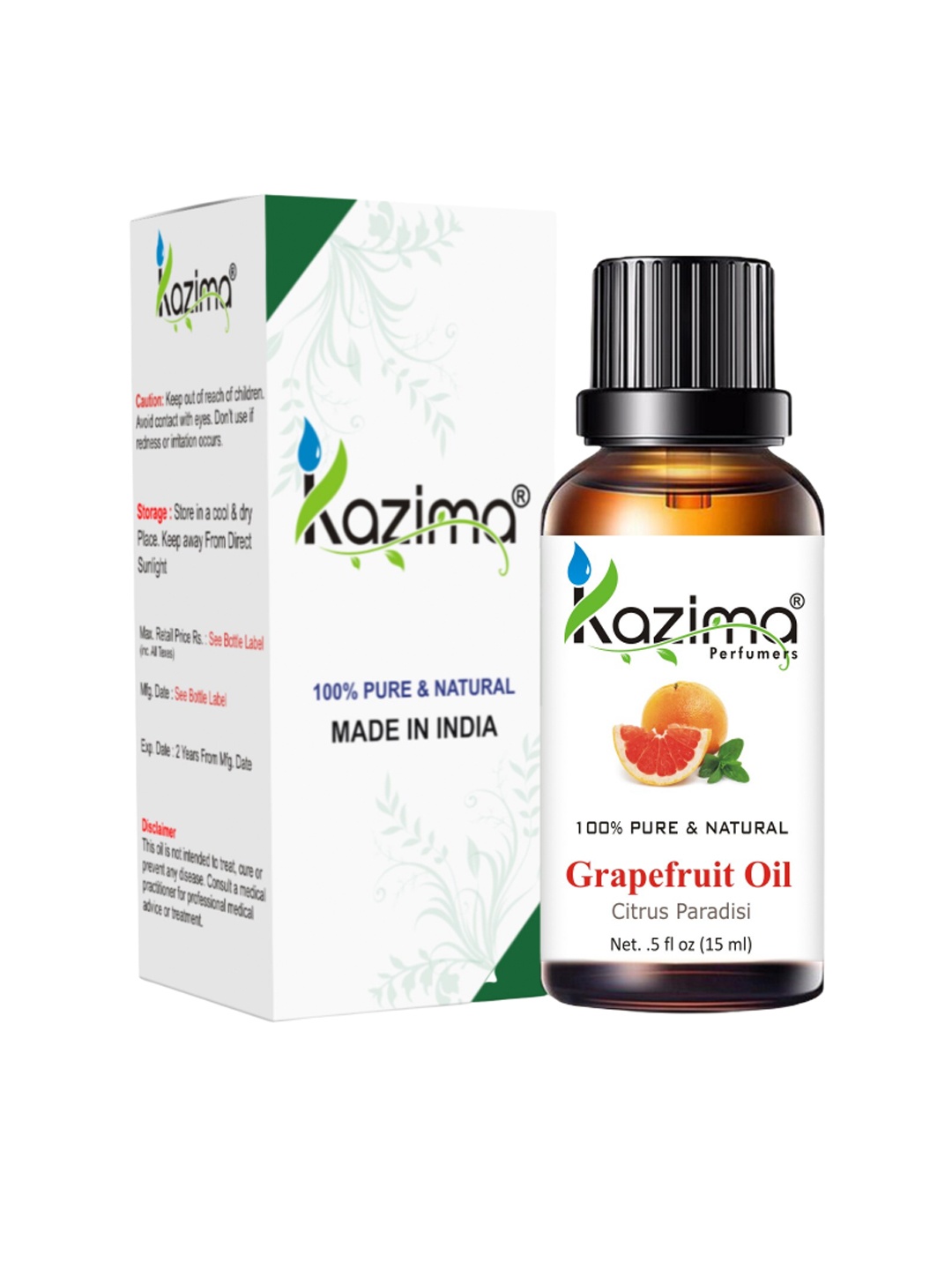 

KAZIMA Pure Natural Karanj Grapefruit Essential Oil - 15 ml, Brown