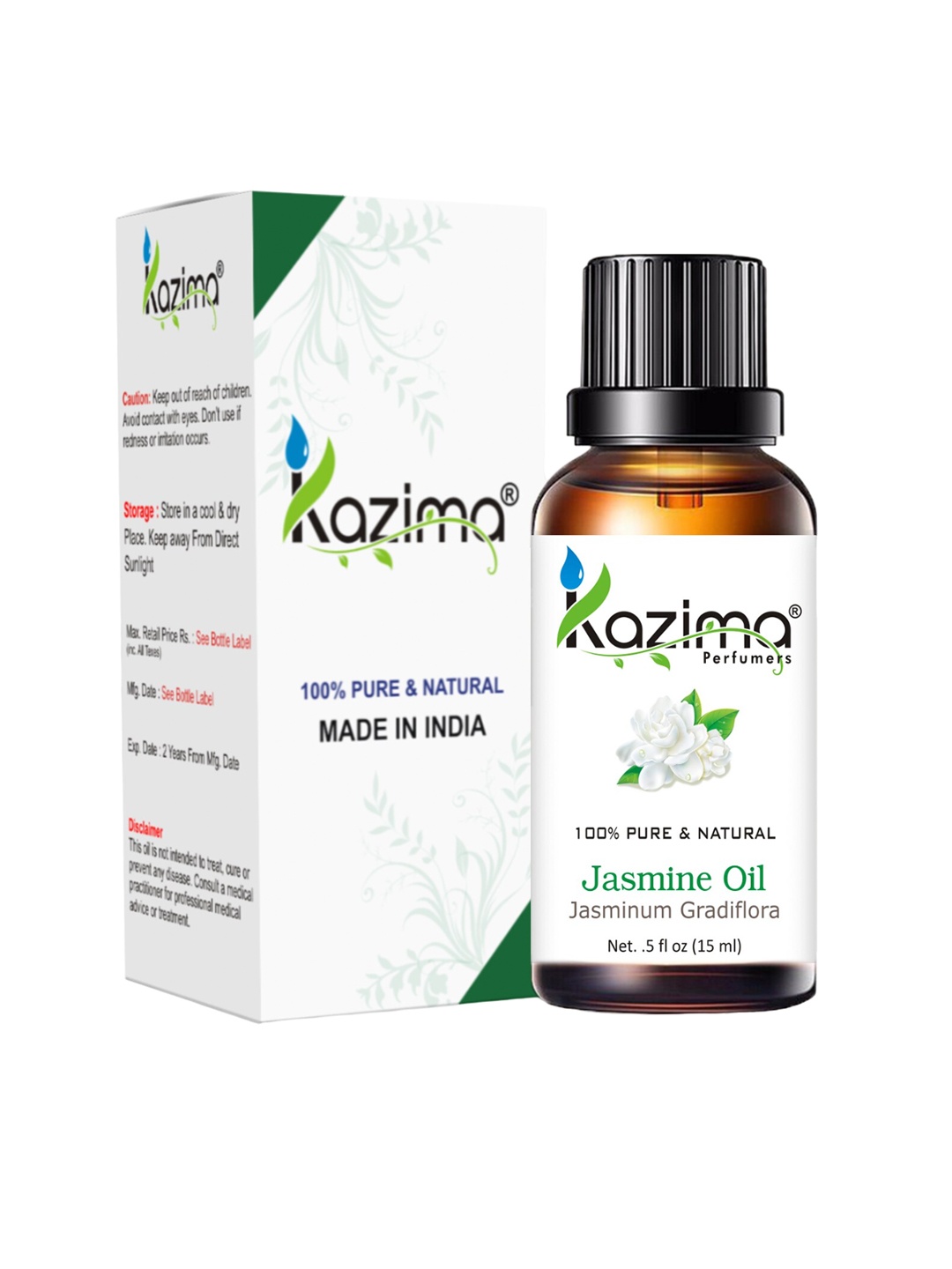 

KAZIMA Pure & Natural Jasmine Essential Oil 15 ml, Brown