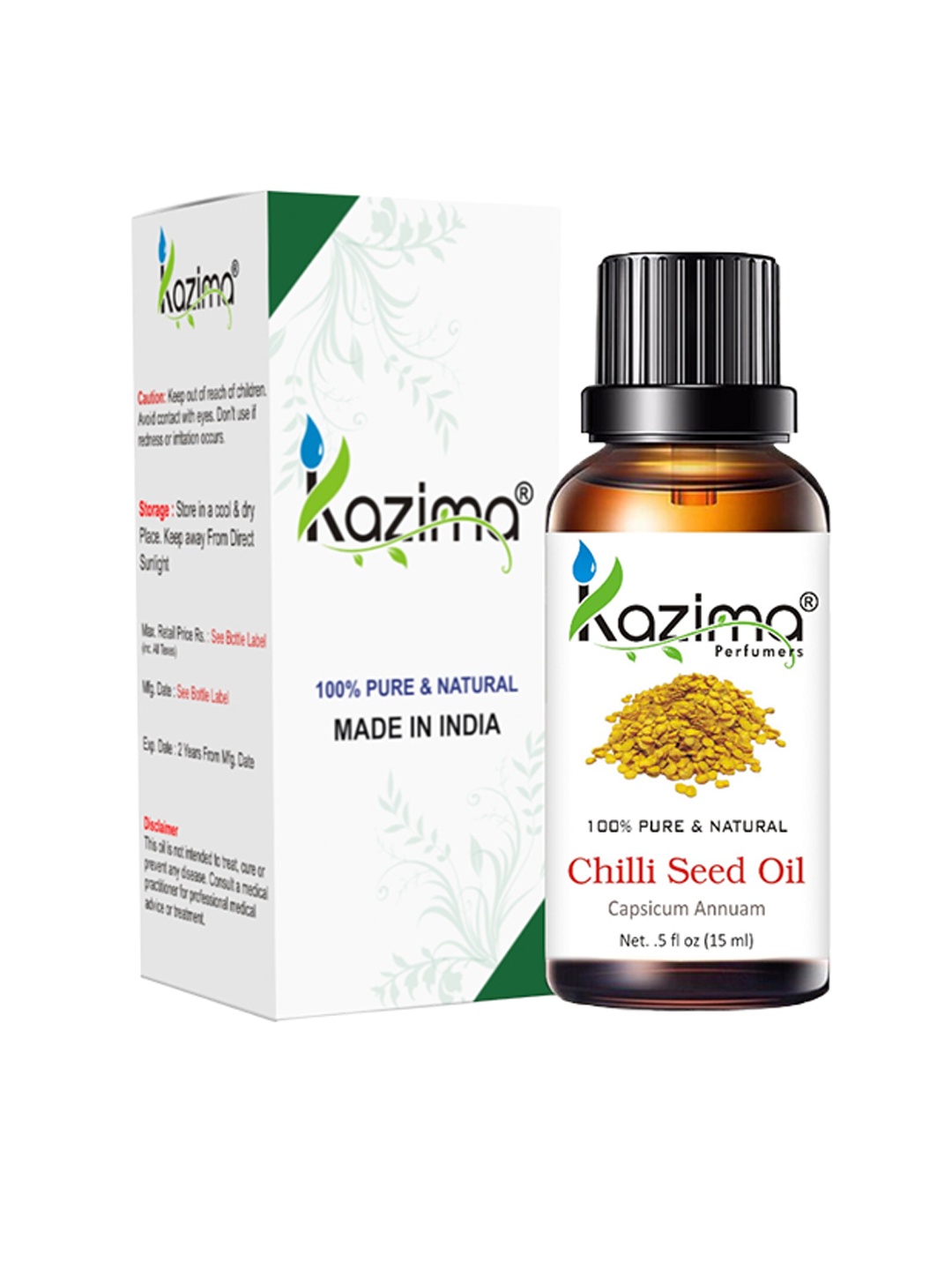 

KAZIMA Pure Natural Chilli Seed Essential Oil - 15 ml, Brown