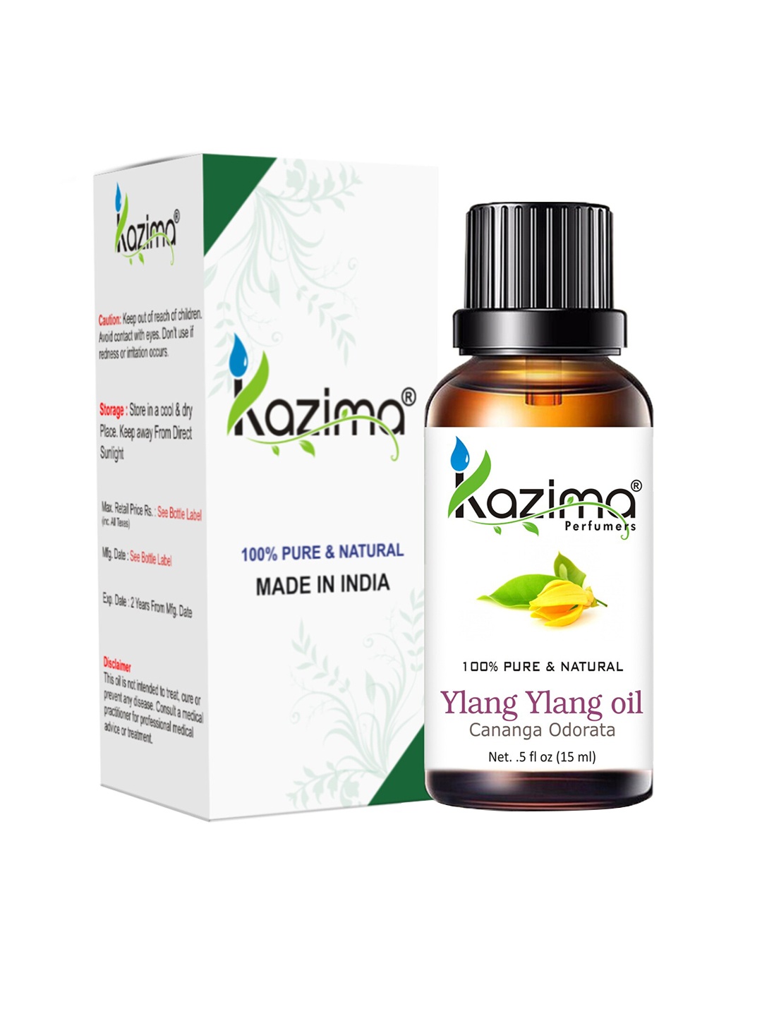 

KAZIMA Pure Natural Ylang Ylang Essential Oil - 15ml, Brown