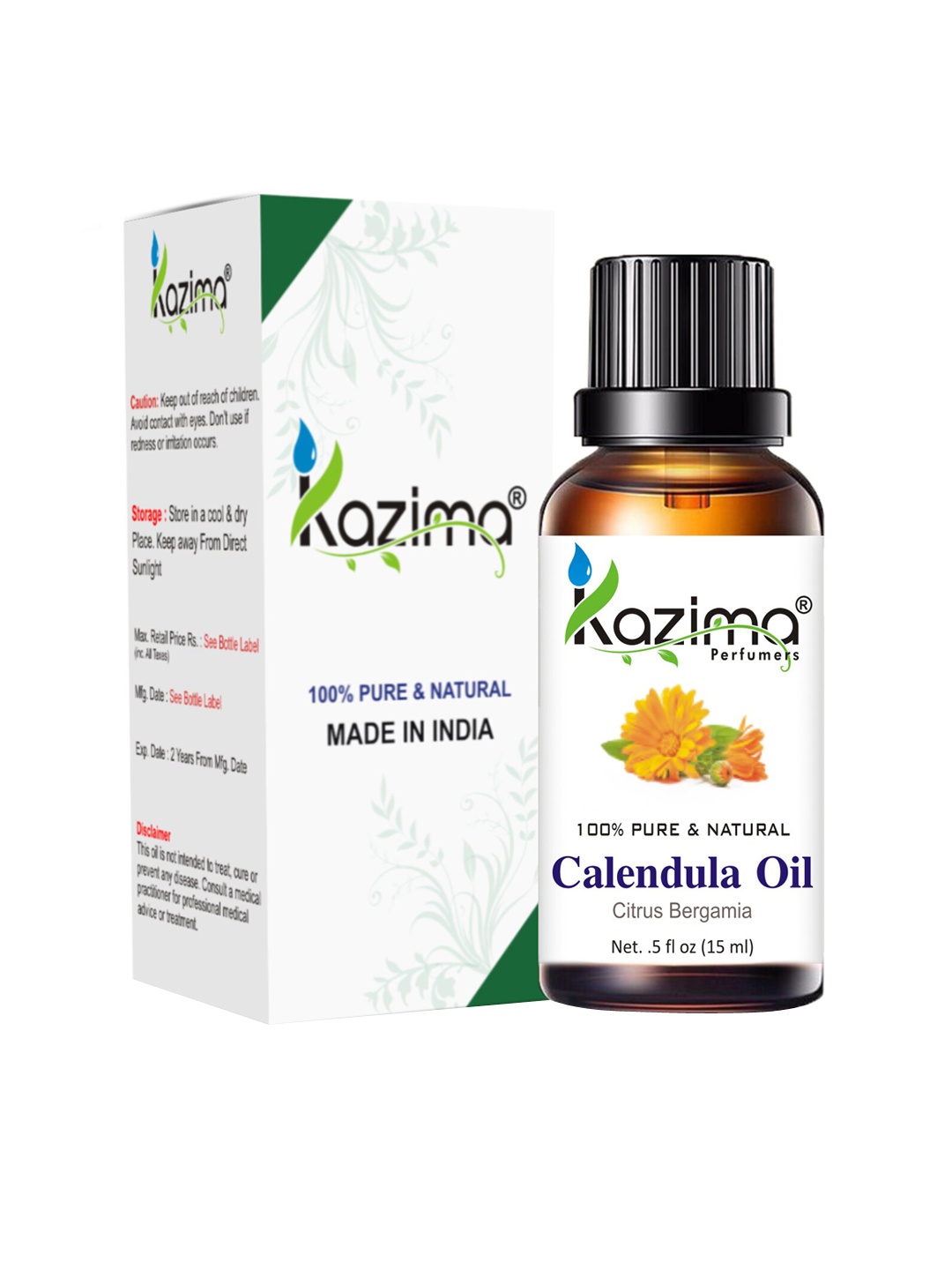 

KAZIMA Pure & Natural Calendula Essential Oil - 15ml, Brown