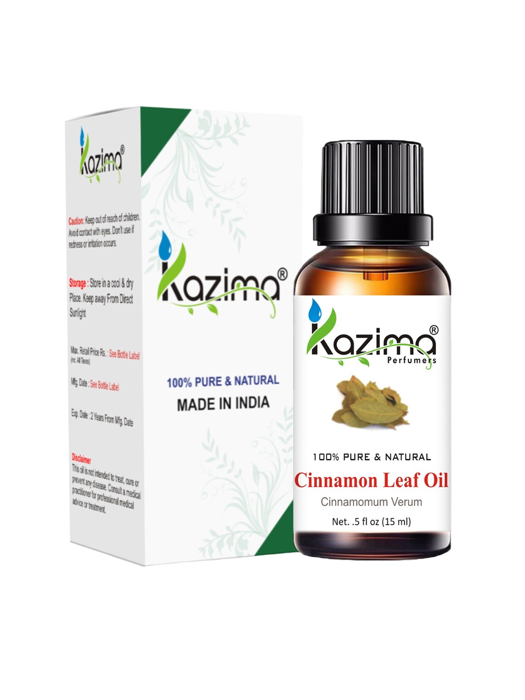 

KAZIMA Pure & Natural Cinnamon leaf (Dalchini) Essential Oil 15 ml, Brown