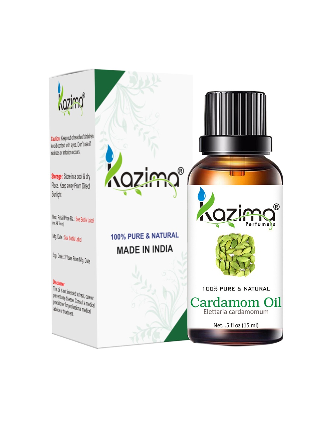 

KAZIMA Pure Natural Cardamom Essential Oil - 15 ml, Brown