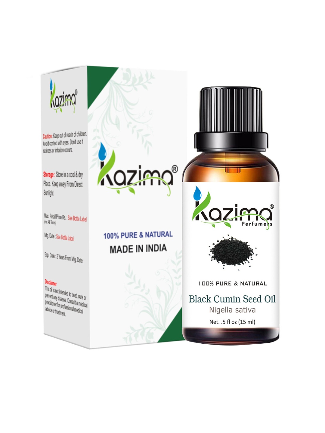 

KAZIMA Pure Natural Black Cumin Seed Carrier Oil - 15 ml, Brown