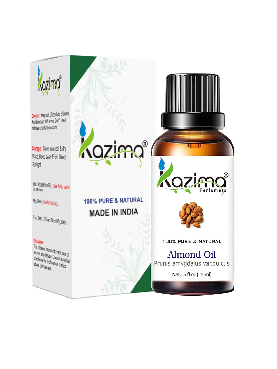 

KAZIMA Pure & Natural Almond Carrier Oil - 15 ml, White