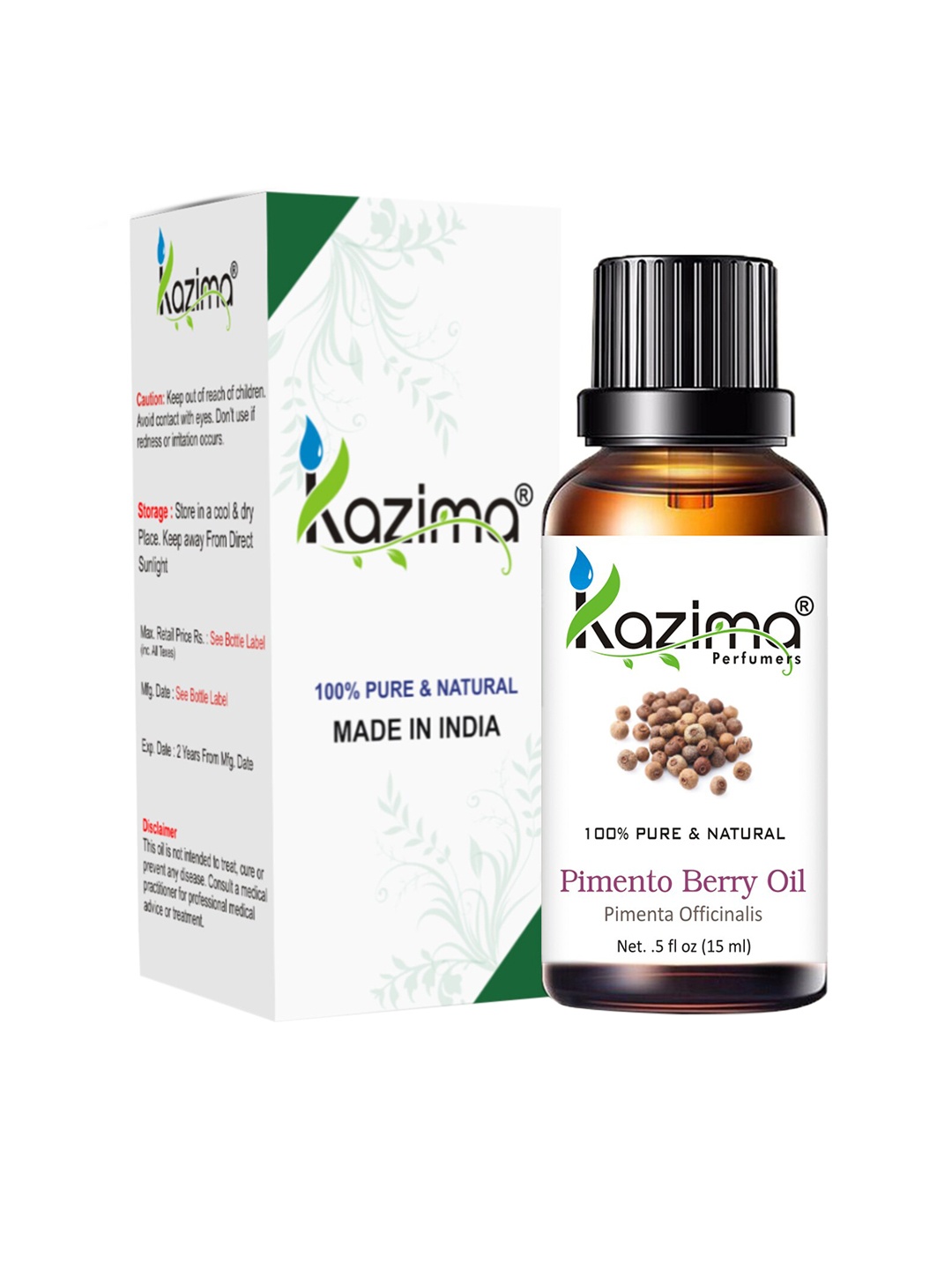 

KAZIMA Pure & Natural Pimento Berry Carrier Oil 15 ml, White