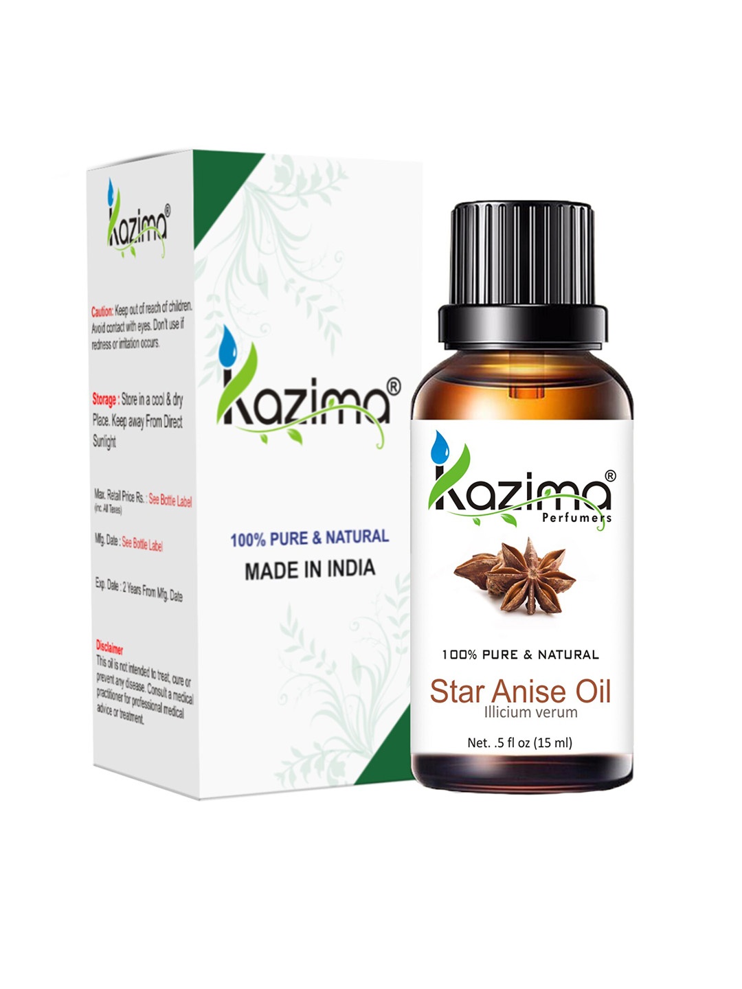 

KAZIMA Pure Natural Star Anise Carrier Oil - 15 ml, Brown