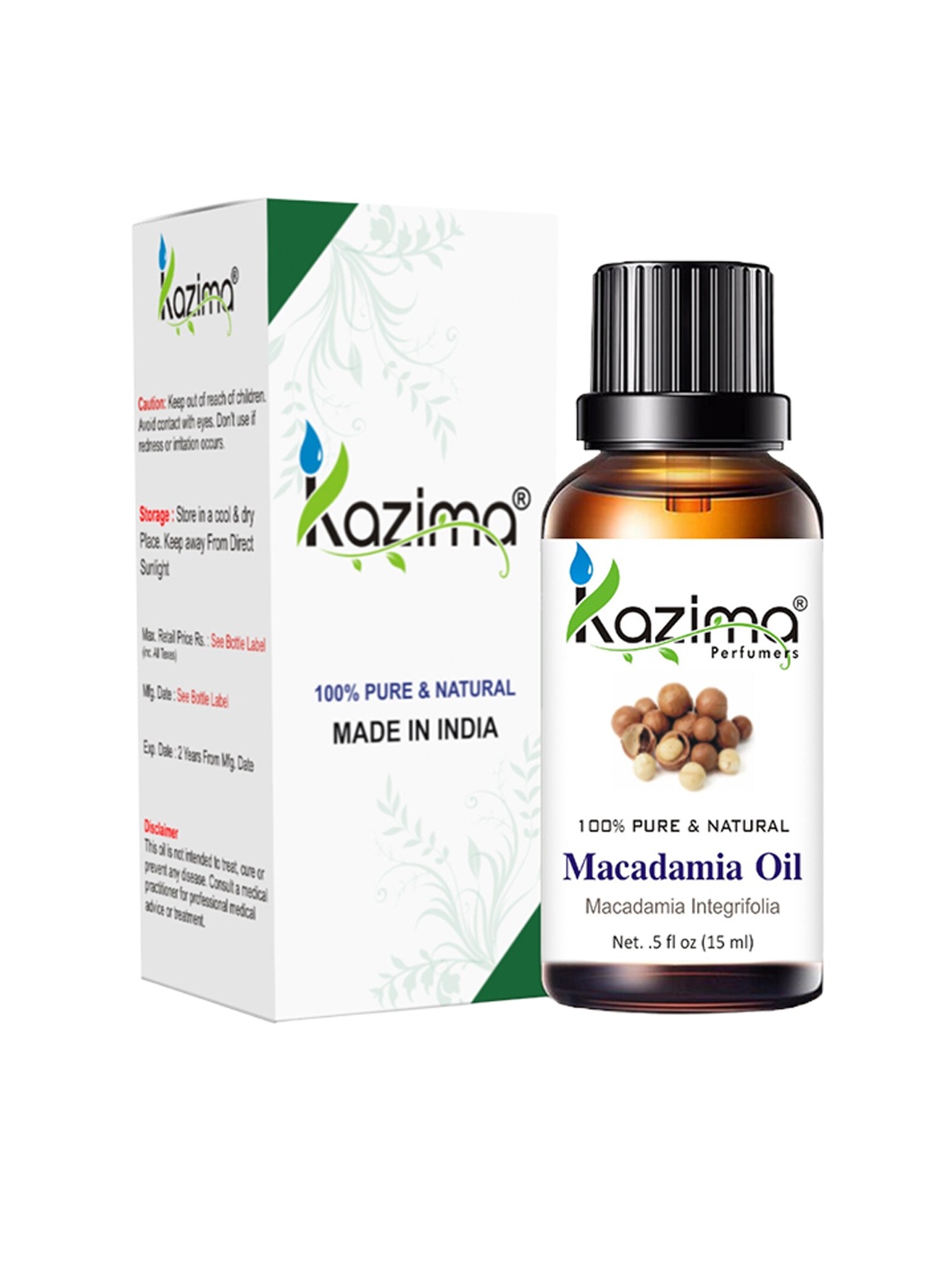 

KAZIMA Pure & Natural Macadamia Carrier Oil 15 ml, White