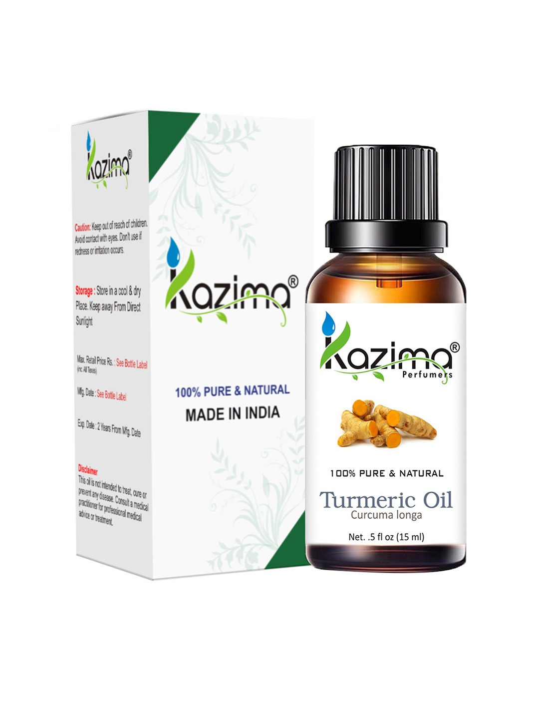 

KAZIMA Pure & Natural Turmeric Essential Oil - 15ml, White