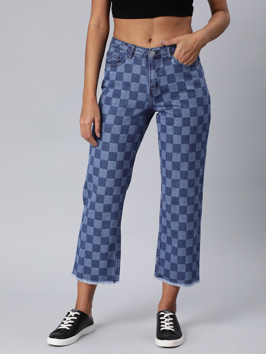 

London Rag Relaxed Fit Mid-Rise Printed Cropped Jeans, Blue
