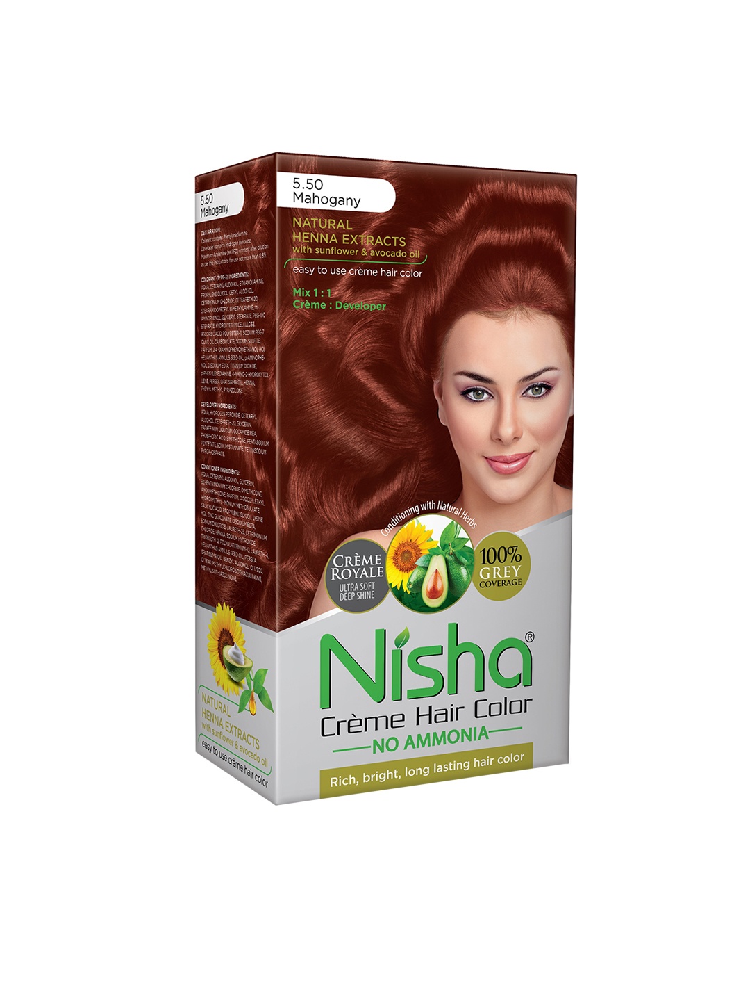 

Nisha Creme Long Lasting Hair Colouring Combo Pack- Mahogany 160 gm, Brown