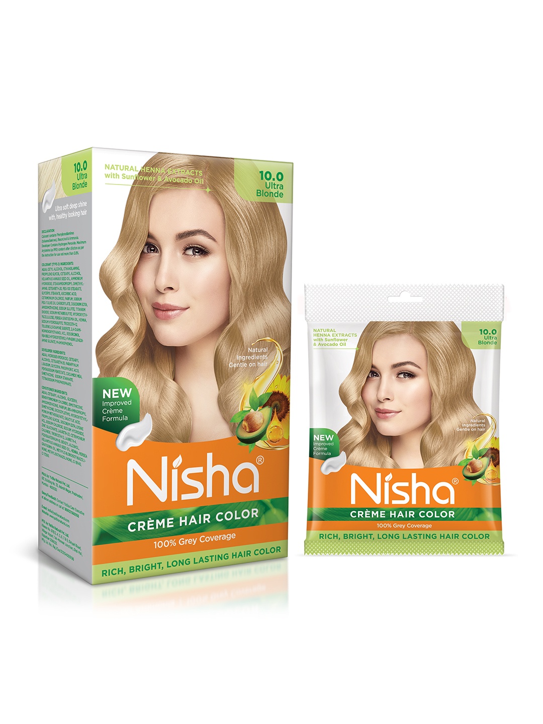 

Nisha Creme Long Lasting Hair Colouring Combo Pack - Ultra Blonde 160 gm, Gold