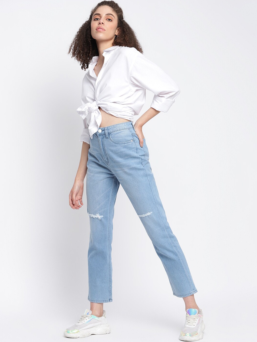 

TALES & STORIES Women Mildly Distressed Light Fade Jeans, Blue