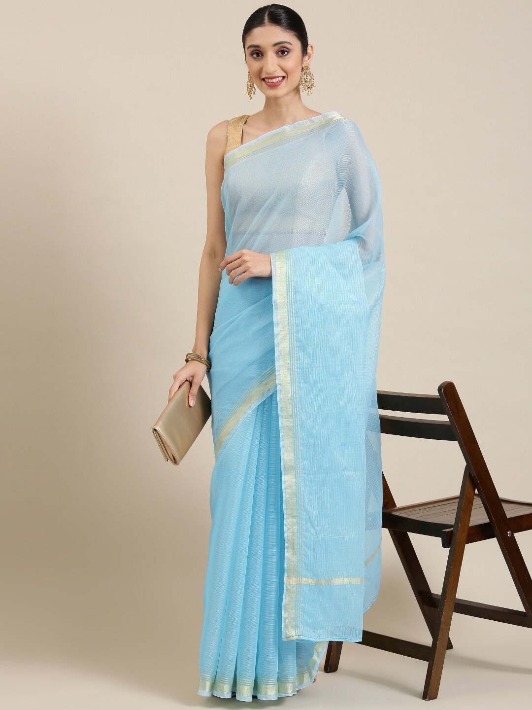 

Pavechas Zari Jute Cotton Kota Saree, Blue