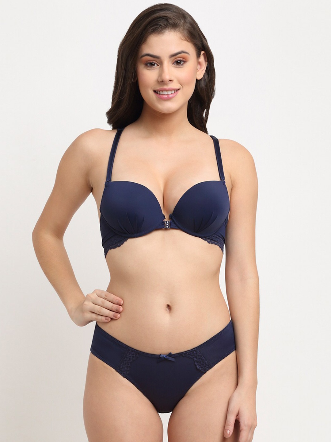 

MAKCLAN Self-Design Passion Strings Laced Lingerie Set K1403LA, Navy blue