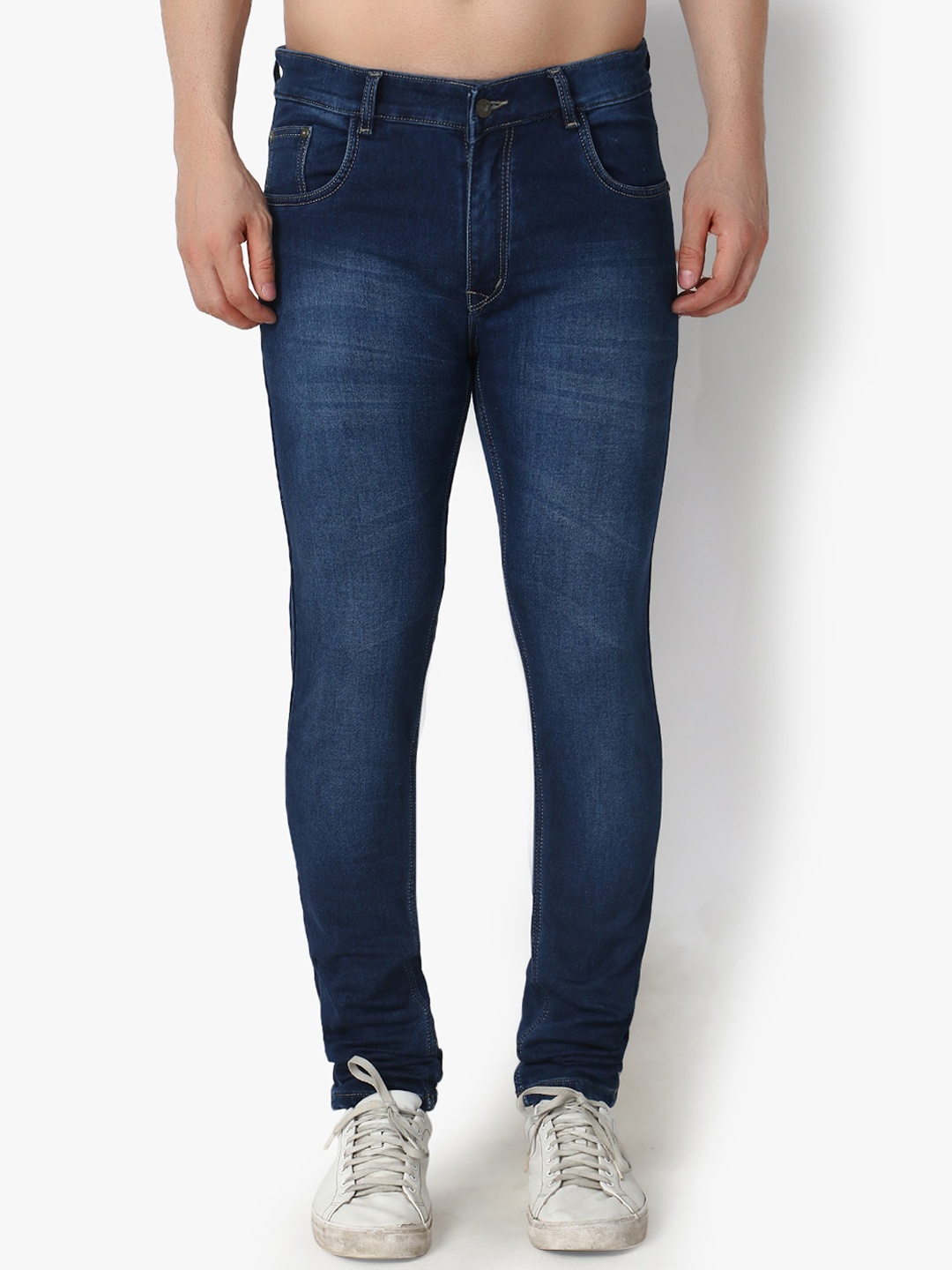 

VIOSFAIRA Men Urban Skinny Fit Low-Rise Heavy Fade Stretchable Jeans, Blue