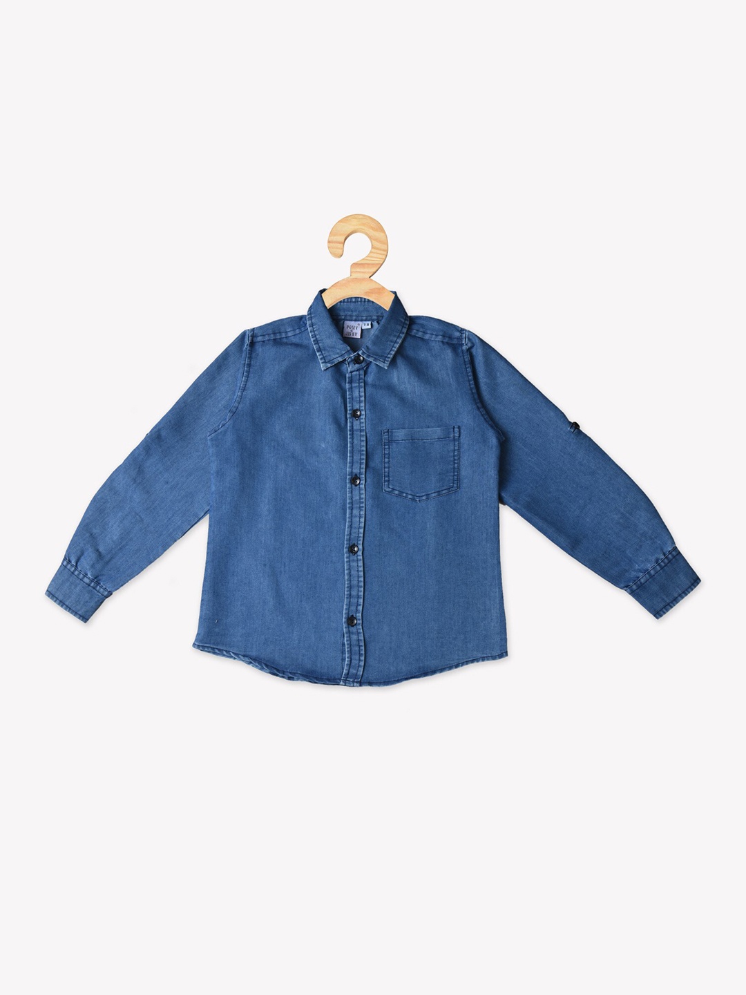 

POMY & JINNY Boys Smart Slim Fit Faded Casual Denim Shirt, Blue