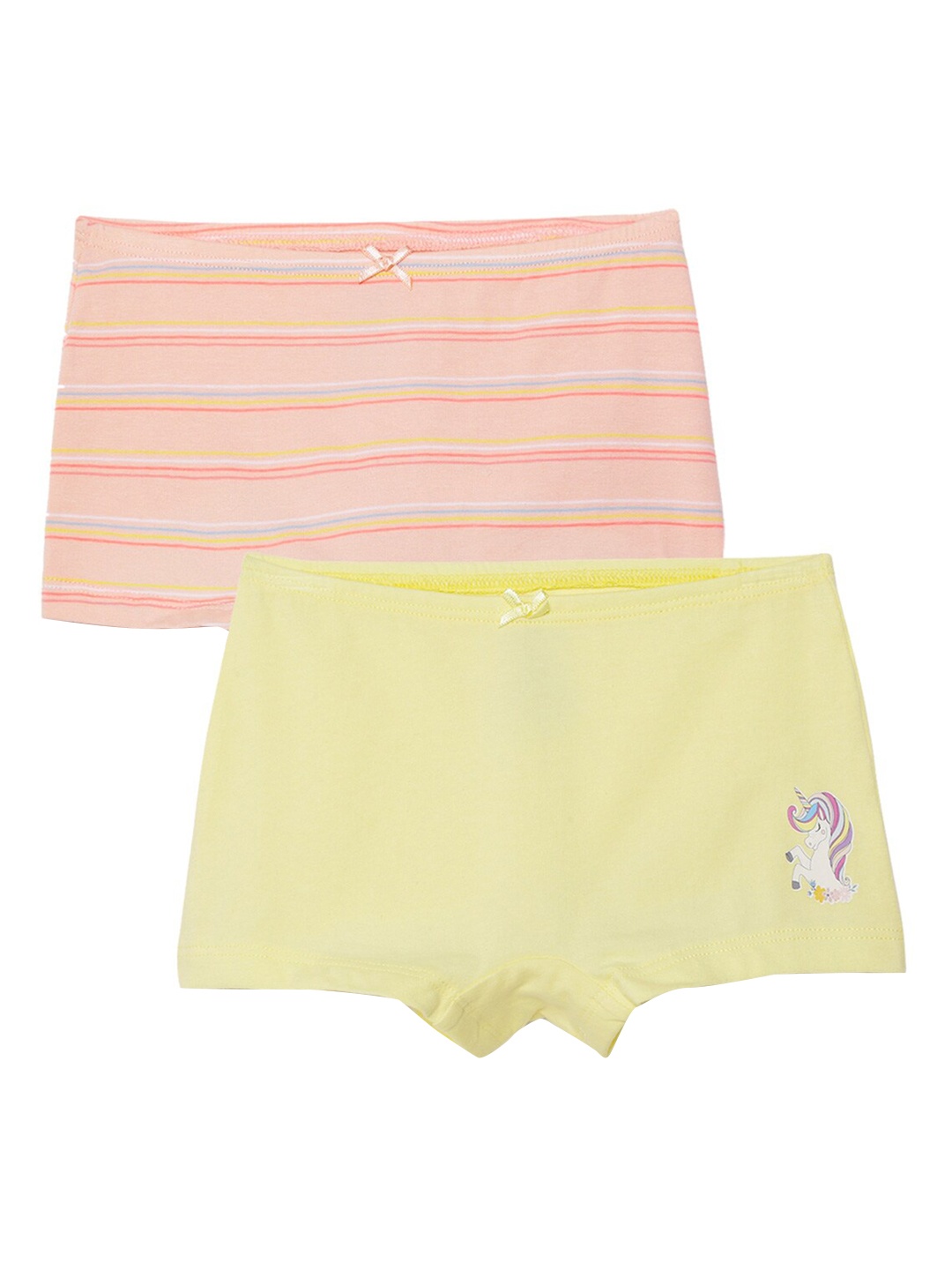 

Charm n Cherish Girls Pack Of 2 Unicorn Printed Cotton Boyshorts Briefs, Peach