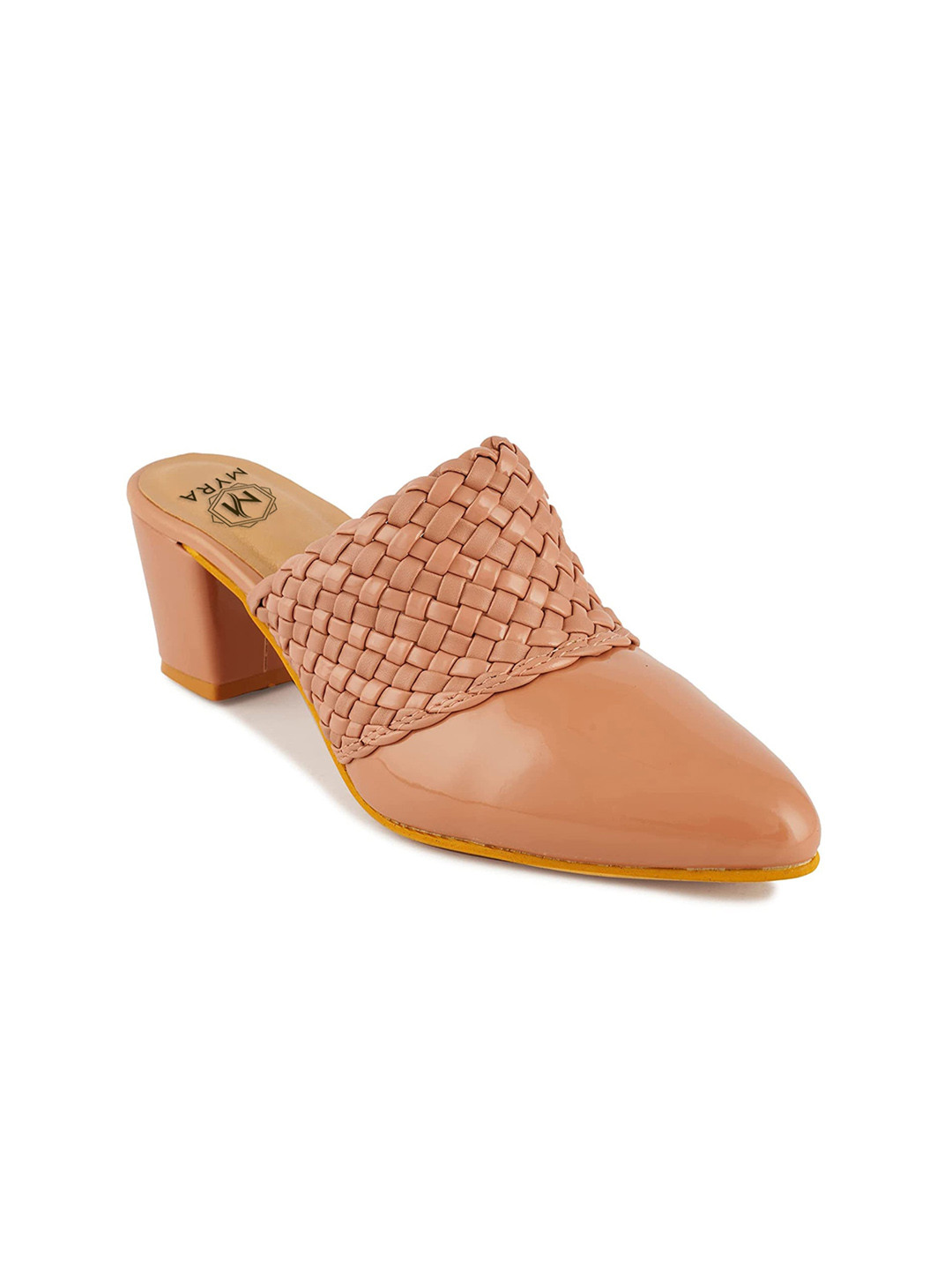 

Myra Woven Design Block Mules, Pink