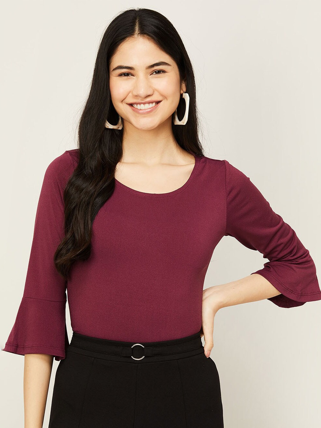 

CODE by Lifestyle Round Neck Top, Burgundy