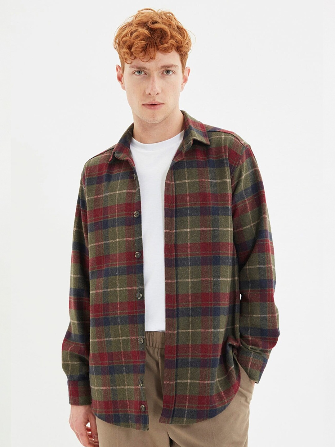 

Trendyol Tartan Checked Casual Cotton Shirt, Khaki