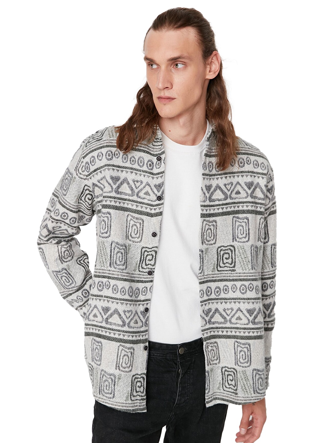

Trendyol Men Geometric Printed Casual Shirt, Khaki