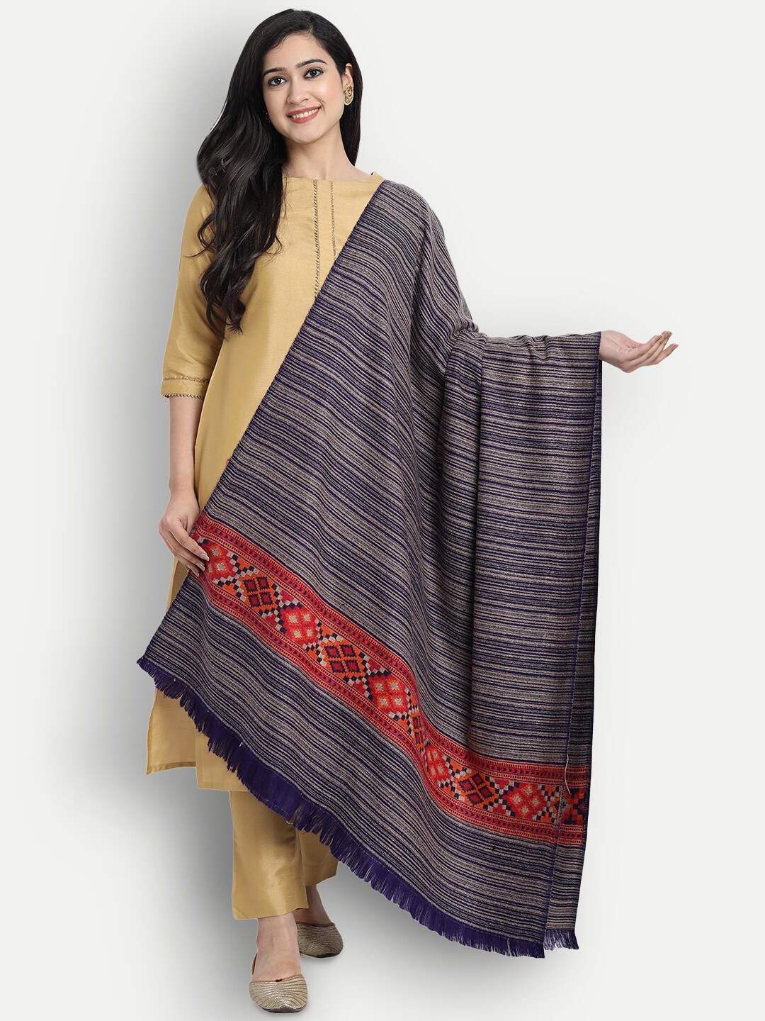 

Zamour Woven Design Kullu Shawl, Blue