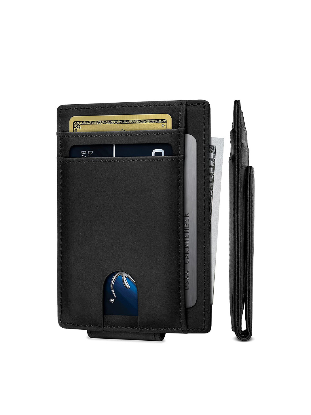 

CONTACTS Men Leather Card Holder, Black