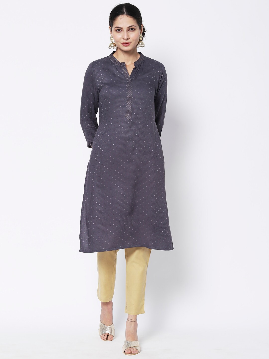 

Vedic Women Printed Kurta, Grey